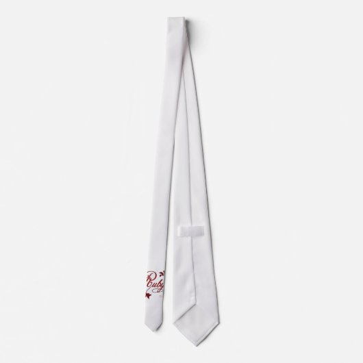 40e Ruby-Jubileum met datum en Initialen Stropdas (Achterkant)