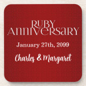 40e Ruby-Jubileum met naam en jaar Drankjes Onderzetter (Voorkant)