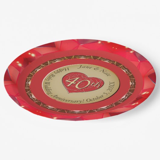 40e Ruby Jubileum Papieren Bordje (Gekanteld)