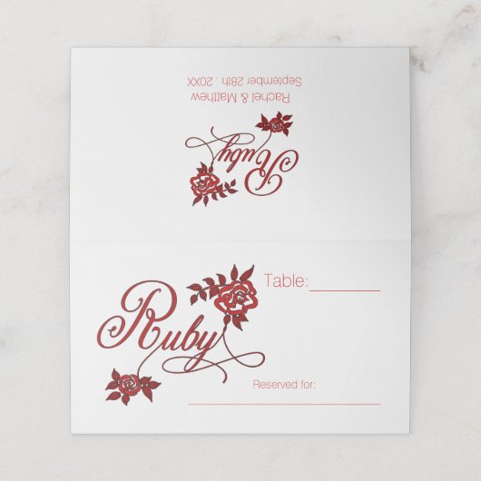 40e Ruby Jubileum Party met witte rozen Plaatskaartje (Buitenkant ongevouwen)