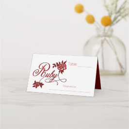 40e Ruby Jubileum Party met witte rozen Plaatskaartje