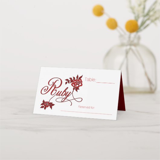 40e Ruby Jubileum Party met witte rozen Plaatskaartje (Voorkant)