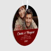 40e Ruby Jubileum Red en White Photo Ornament (voorkant)