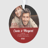 40e Ruby Jubileum Red en White Photo Ornament (voorkant)