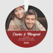 40e Ruby Jubileum Red en White Photo Ornament (voorkant)