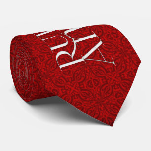 40e Ruby Jubileum Rich Red Damask en Silver Stropdas