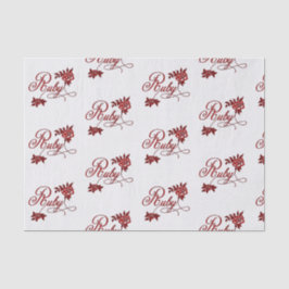 40e Ruby Jubileum Tekst en Witte Rozen Tissuepapier