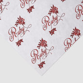 40e Ruby Jubileum Tekst en Witte Rozen Tissuepapier (Detail)