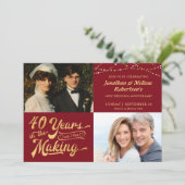 40e Ruby Jubileum Then & Now Foto's Feestje Kaart (Staand voorkant)