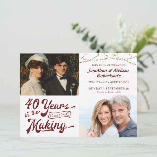 40e Ruby-jubileumfoto jaren in de maak Kaart (Staand voorkant)