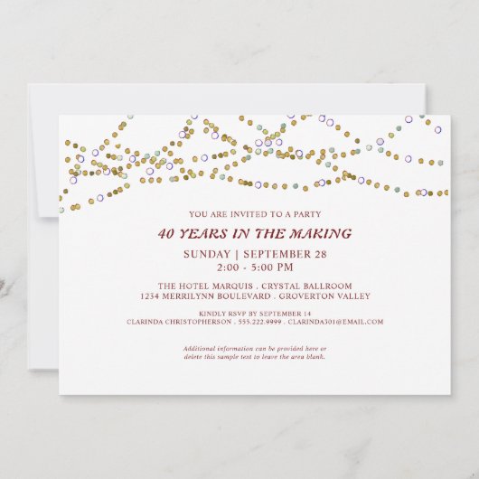 40e Ruby-jubileumfoto jaren in de maak Kaart (Achterkant)