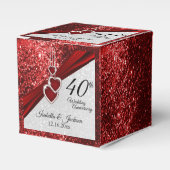 40e Ruby Red en Glitter Jubileum Bedankdoosjes (Voorkant Zijde)