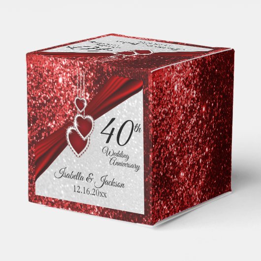 40e Ruby Red en Glitter Jubileum Bedankdoosjes (Achterkant)