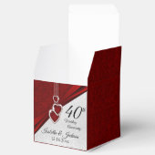 40e Ruby Red en Witte Glitter Huwelijksjubileum Bedankdoosjes (Geopend)