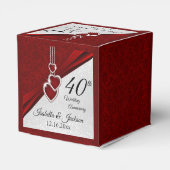 40e Ruby Red en Witte Glitter Huwelijksjubileum Bedankdoosjes (Achterkant)