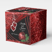40e Ruby Red Glitter en Roos Jubileum Bedankdoosjes (Voorkant Zijde)