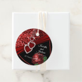 40e Ruby Red Glitter en Roos Jubileum Bedankjes Labels (In situ)