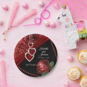 40e Ruby Red Glitter en Roos Jubileum Papieren Bordje (Feest)