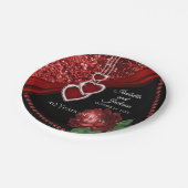 40e Ruby Red Glitter en Roos Jubileum Papieren Bordje (Gekanteld)