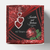 40e Ruby Red Glitter en Roze Verjaardag Bedankdoosjes (Bovenkant)