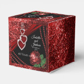40e Ruby Red Glitter en Roze Verjaardag Bedankdoosjes (Achterkant)