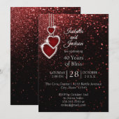 40e Ruby Red Glitter-jubileumfeest Kaart (Voorkant / Achterkant)