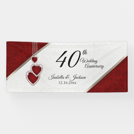 40e Ruby Red Jubileum / Birthday Spandoek (Horizontaal)