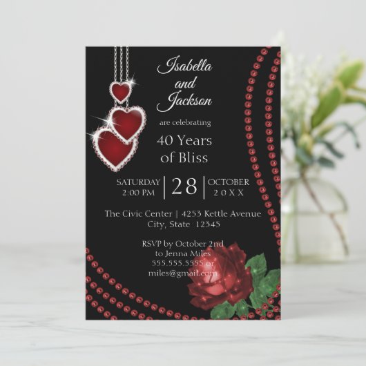 40e Ruby Red Rose-jubileum Kaart (Staand voorkant)