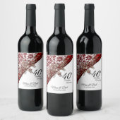 40e Ruby Red & White Wedding Jubileum Wijn Etiket (Flessen)