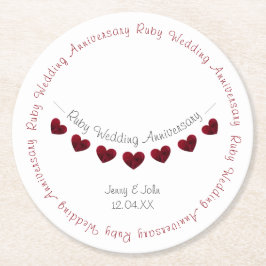 40e Ruby trouwdag bunting Ronde Kartonnen Onderzetter