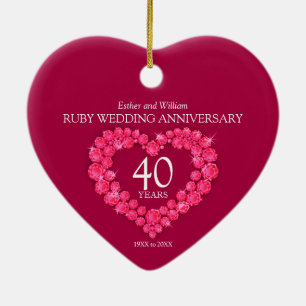 40e Ruby trouwdag op maat foto hart Keramisch Ornament