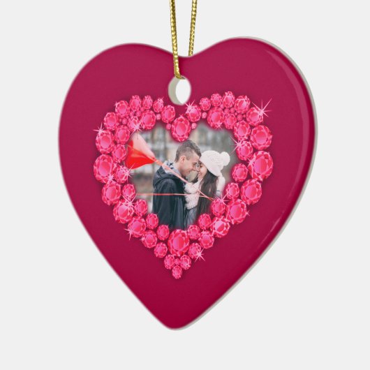 40e Ruby trouwdag op maat foto hart Keramisch Ornament (Links)