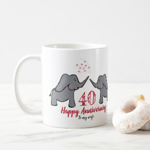 40e ruby trouwdag vrouw olifant koffiemok
