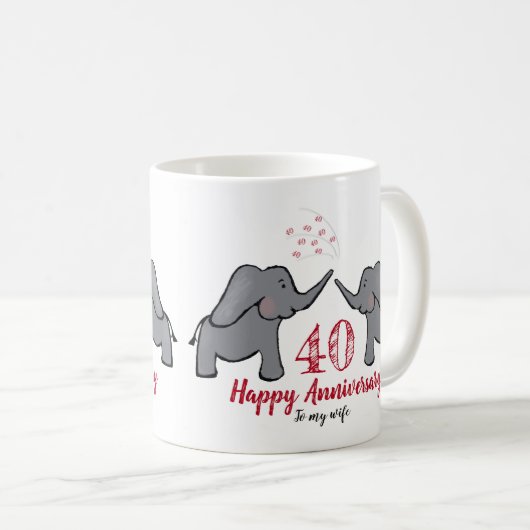 40e ruby trouwdag vrouw olifant koffiemok (Voorkant rechts)