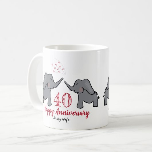 40e ruby trouwdag vrouw olifant koffiemok (Voorkant links)