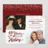 40e Ruby verjaardagsfeest Then & Now foto's Party Kaart (Voorkant / Achterkant)