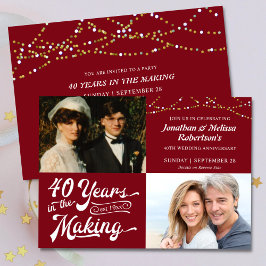 40e Ruby verjaardagsfeest Then & Now foto's Party Kaart