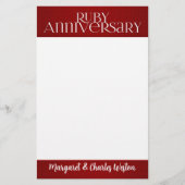 40e Ruby Wedding Annivsersary met naam Briefpapier (Voorkant)