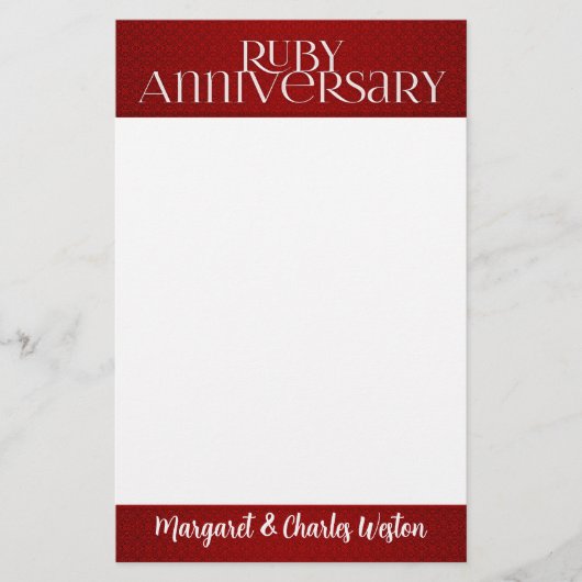 40e Ruby Wedding Annivsersary met naam Briefpapier (Voorkant)