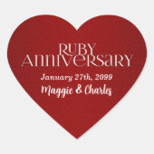 40e Ruby Wedding Annivsersary Names Hart Sticker (Voorkant)