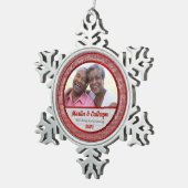 40e Ruby Wedding Annivsersary Red Foto Tin Sneeuwvlok Ornament (Rechts)
