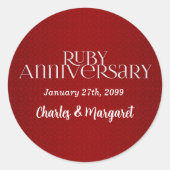 40e Ruby Wedding Annivsersary Ronde Sticker (Voorkant)