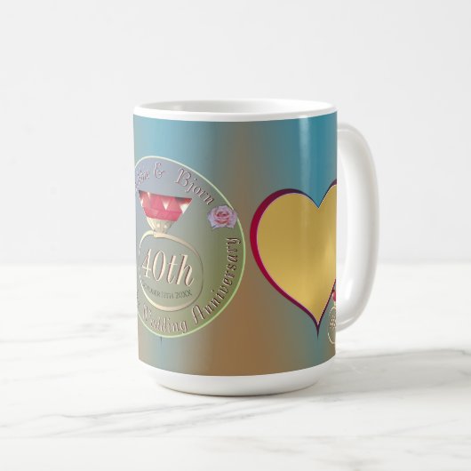 40e Ruby Wedding Jubileum 2 Foto's Koffie Mok (Voorkant rechts)