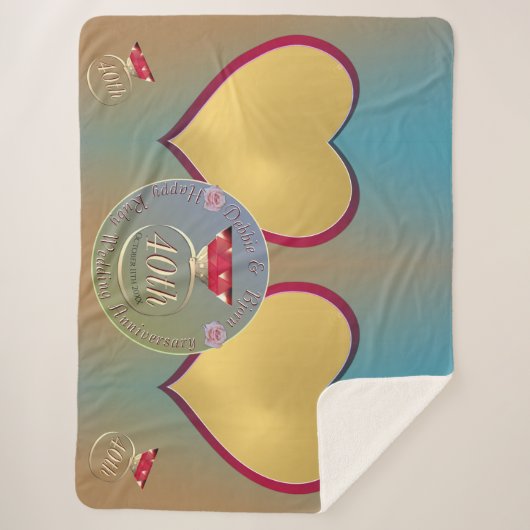 40e Ruby Wedding Jubileum 2 Hartfoto's Sherpa Deken (Voorkant)