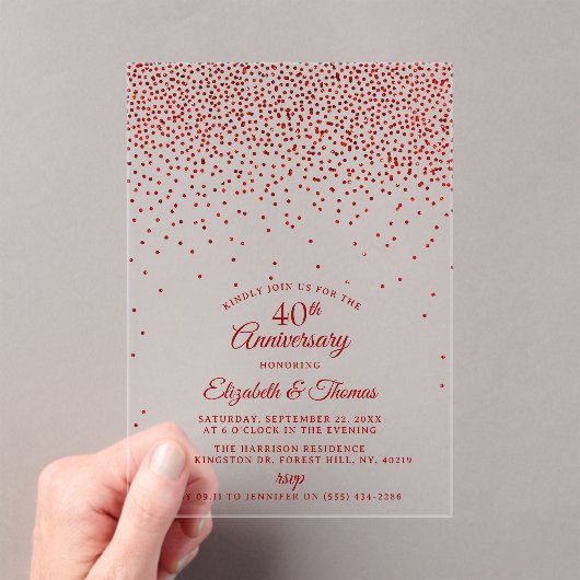 40e Ruby Wedding Jubileum Acryl Uitnodigingen (Insitu (Draagbaar))