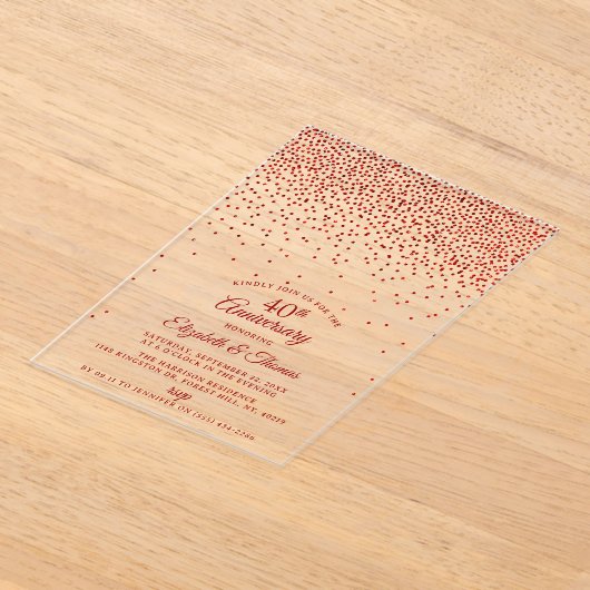 40e Ruby Wedding Jubileum Acryl Uitnodigingen (Laagn)