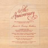 40e Ruby Wedding Jubileum Acryl Uitnodigingen (Voorkant)