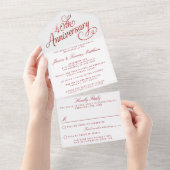 40e Ruby Wedding Jubileum All In One Uitnodiging (Afscheurbaar)