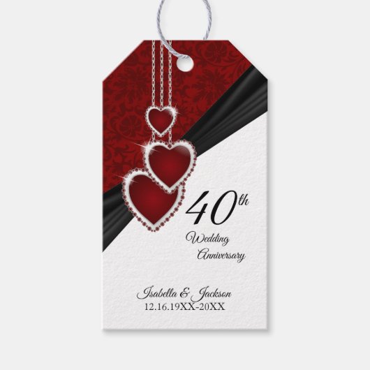 40e Ruby Wedding Jubileum Cadeaulabel (Voorkant)