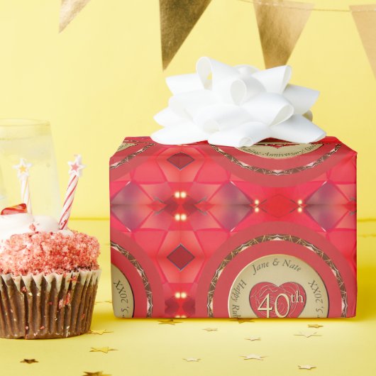 40e Ruby Wedding Jubileum Cadeaupapier (Verjaardagsfeest)